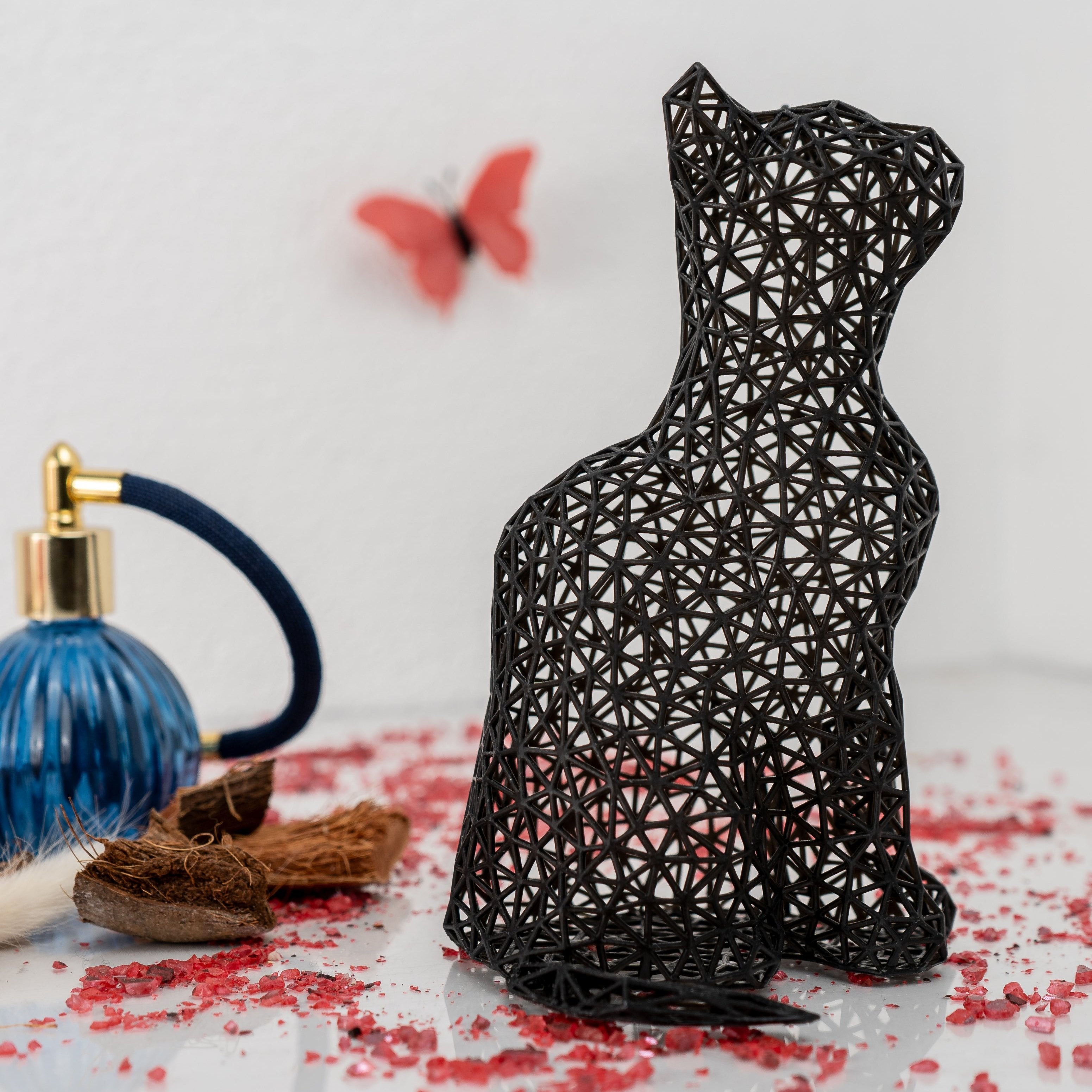 Unique Sitting Cat Figurine 