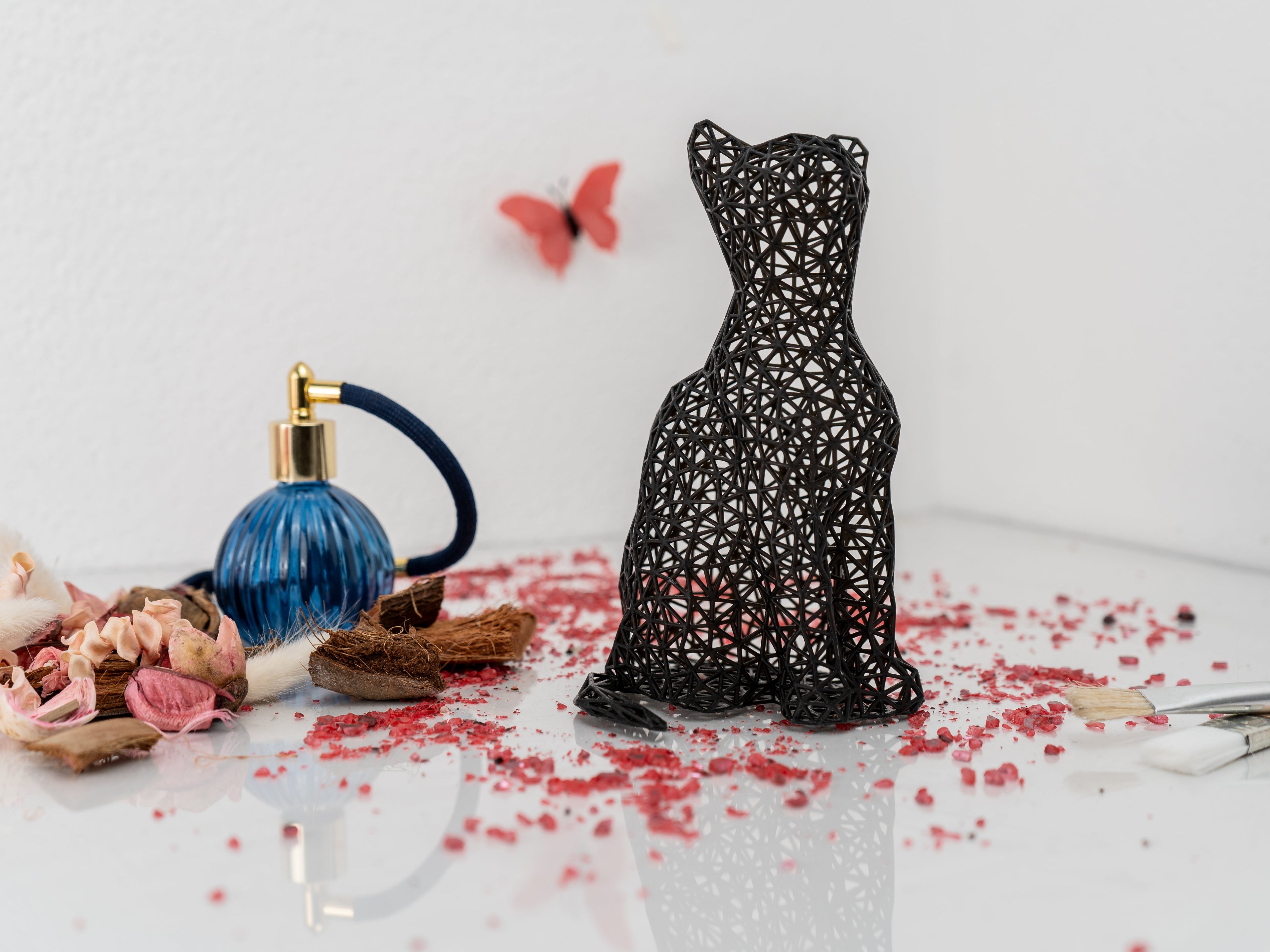 Unique Sitting Cat Figurine 