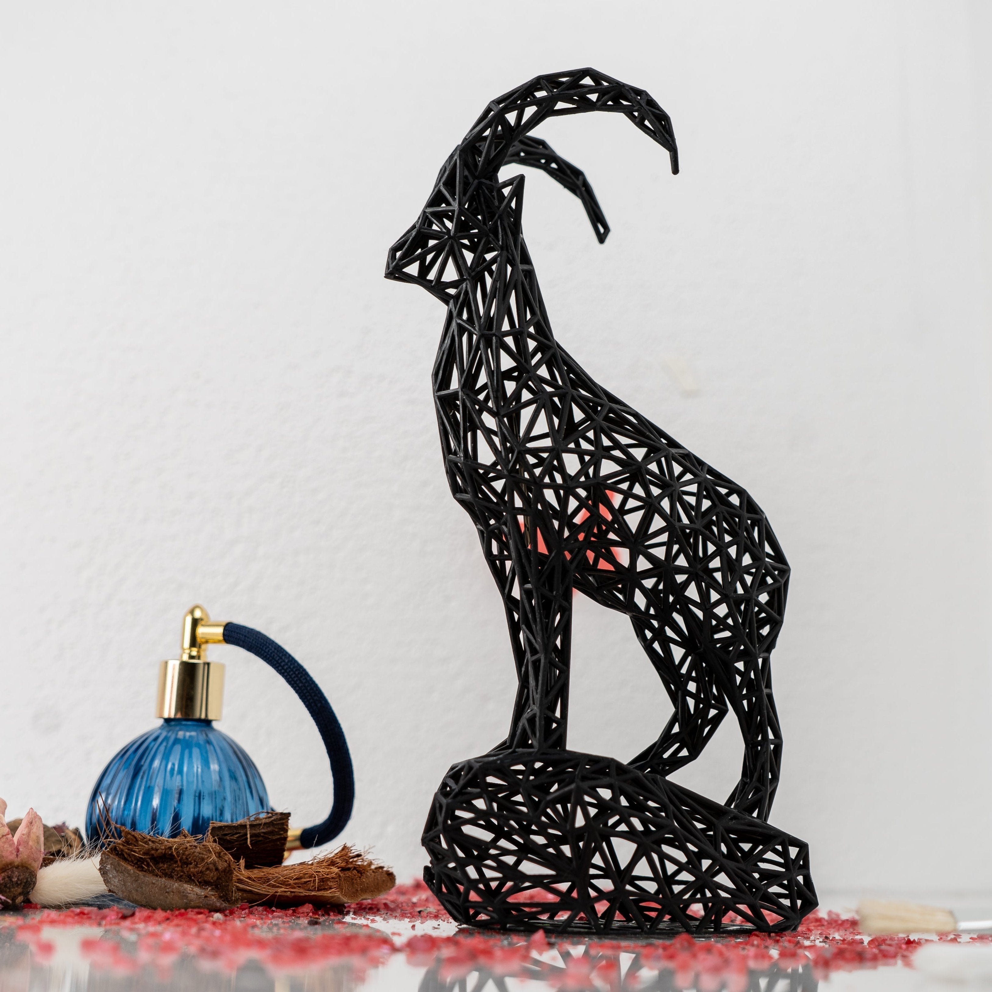 Geometric Capricorn Ibex Zodiac Sign Sculpture 